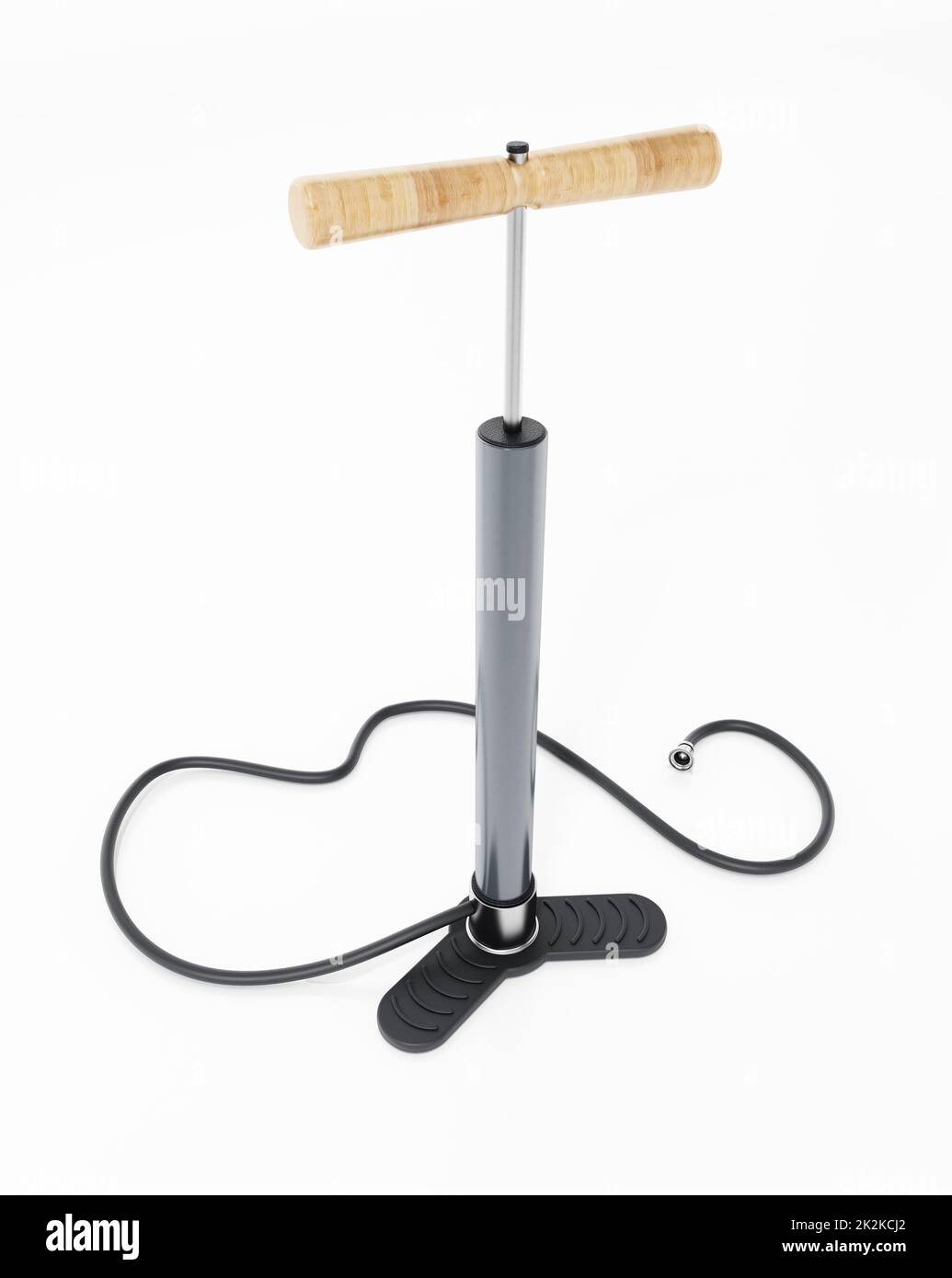 Manual vintage air pump isolated on white background. 3D illustration