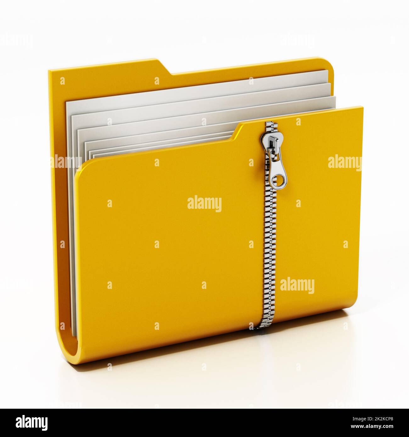 Zipped folder isolated on white background. 3D illustration Stock Photo