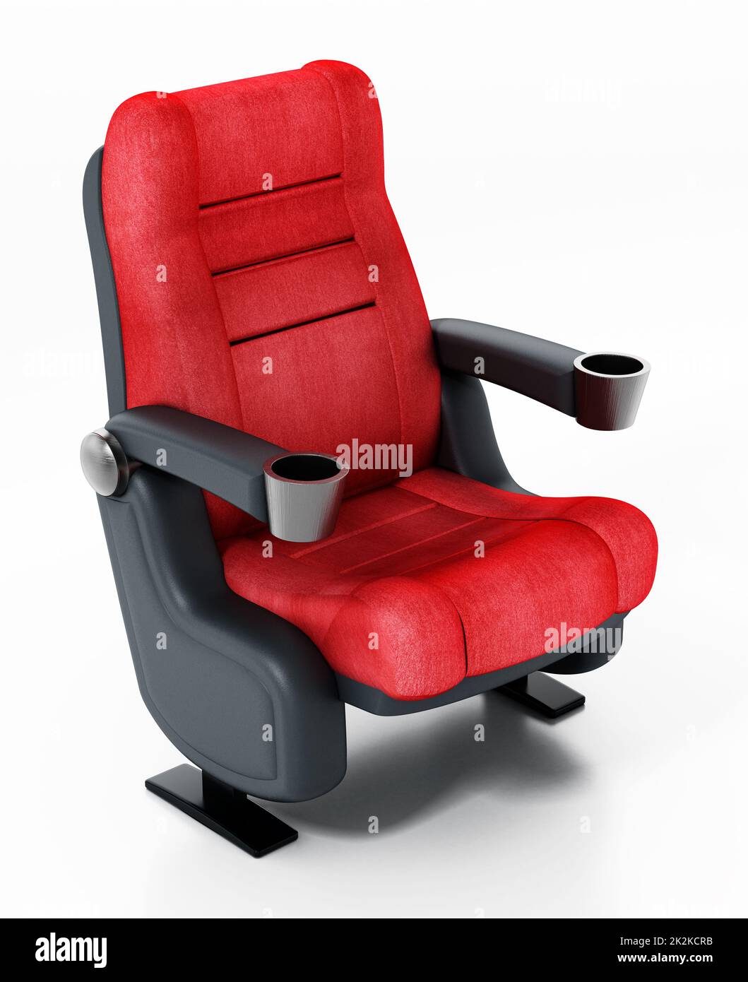 Red cinema chair isolated on white background. 3D illustration Stock