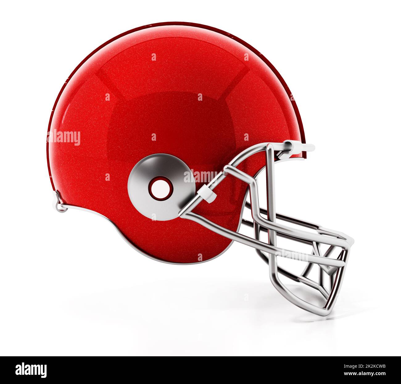 Red football helmet isolated on white background. 3D illustration Stock