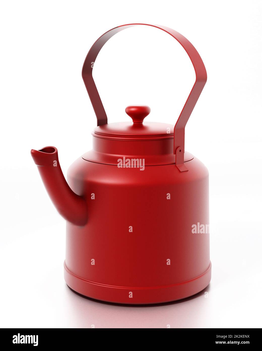 Red vintage teapot isolated on white background. 3D illustration Stock