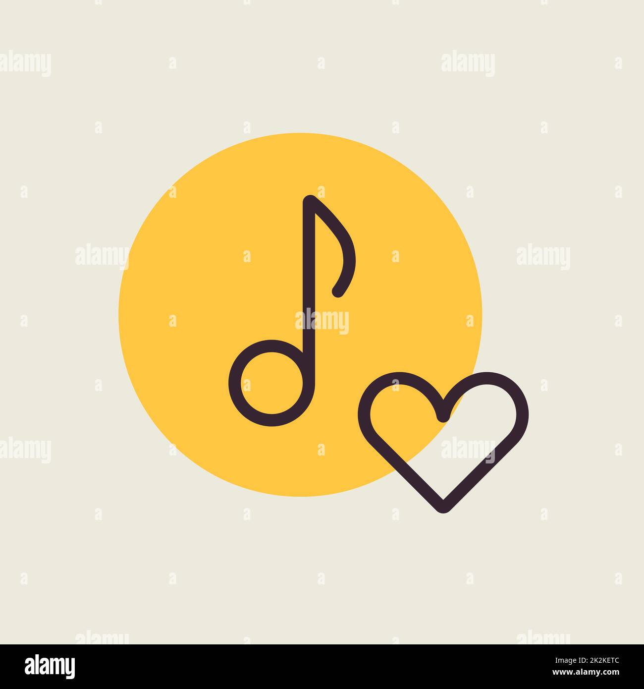 Musical note icon, music icon with heart sign Stock Photo Alamy