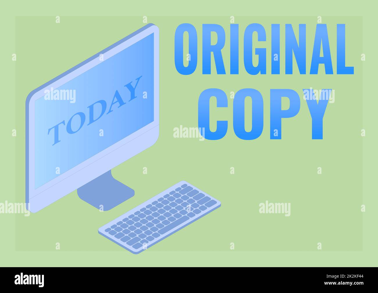 Sign displaying Original Copy. Business overview Main Script Unprinted Branded Patented Master List Monitor with keyboard symbolizing online connection between colleagues. Stock Photo