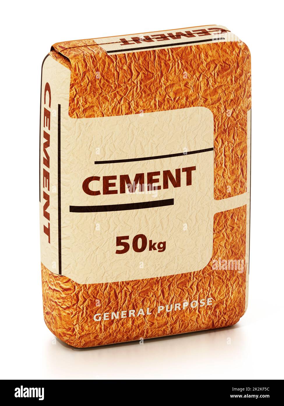Cement bag with generic package design isolated on white background. 3D illustration Stock Photo