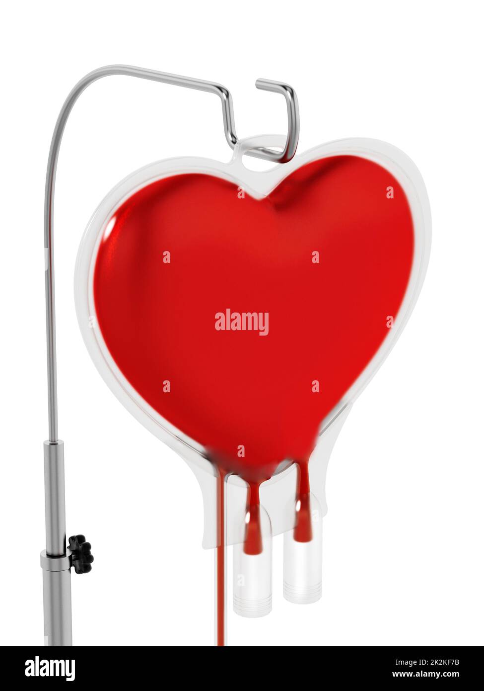 Blood inside heart shaped bag. 3D illustration Stock Photo