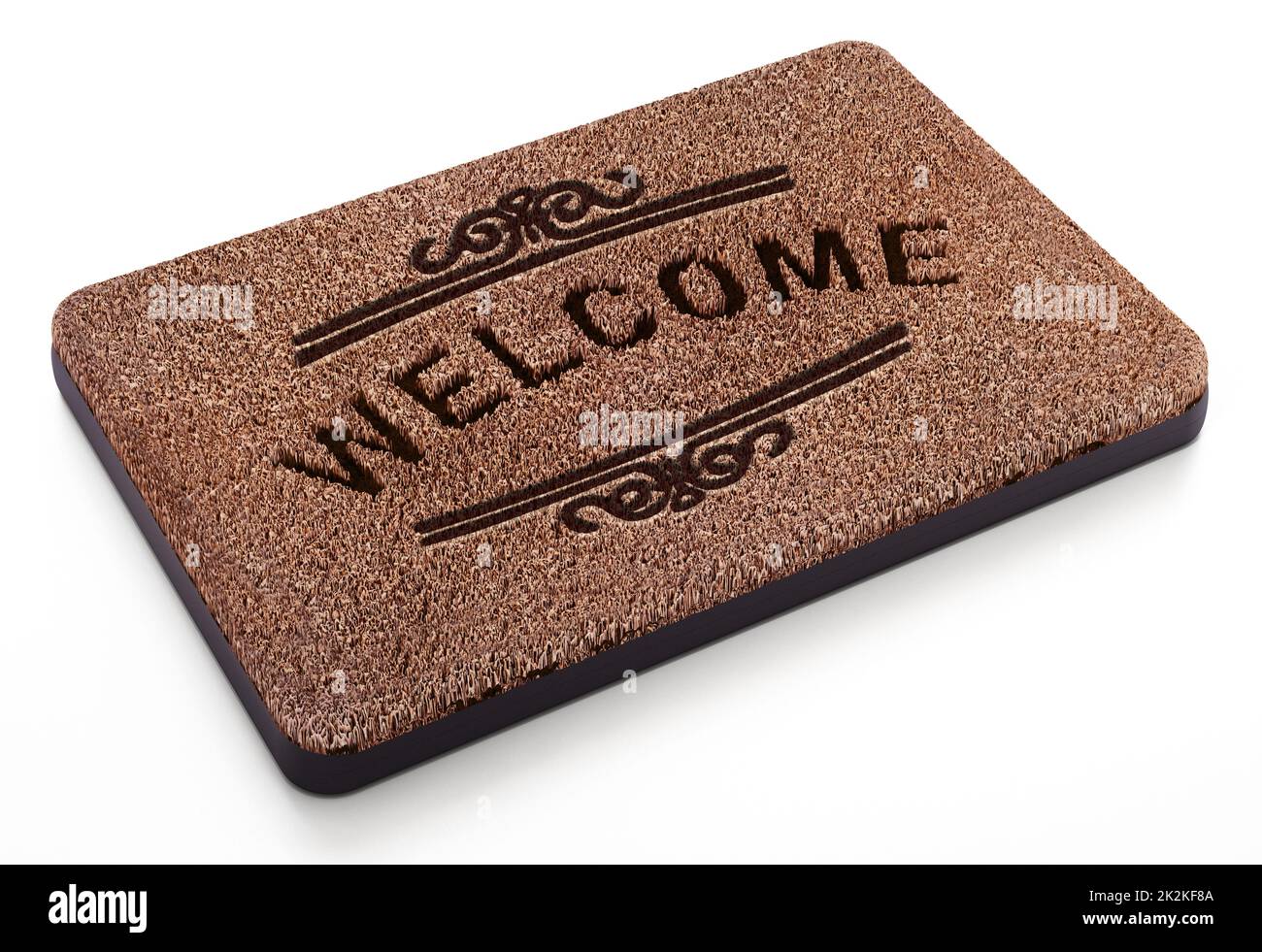 Door mat with welcome text isolated on white background. 3D illustration Stock Photo