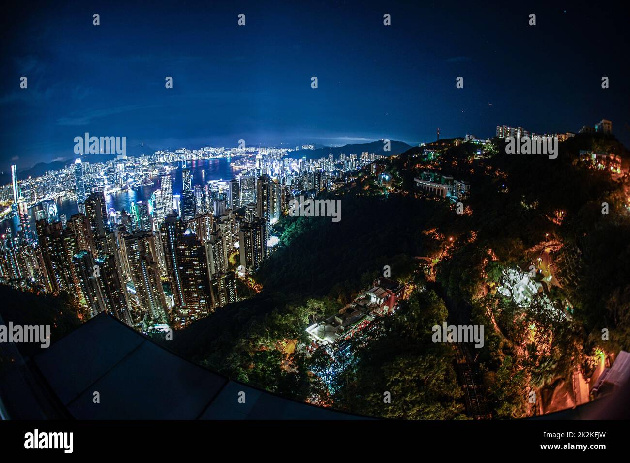 Hong Kong night view seen from Victoria Peak Stock Photo