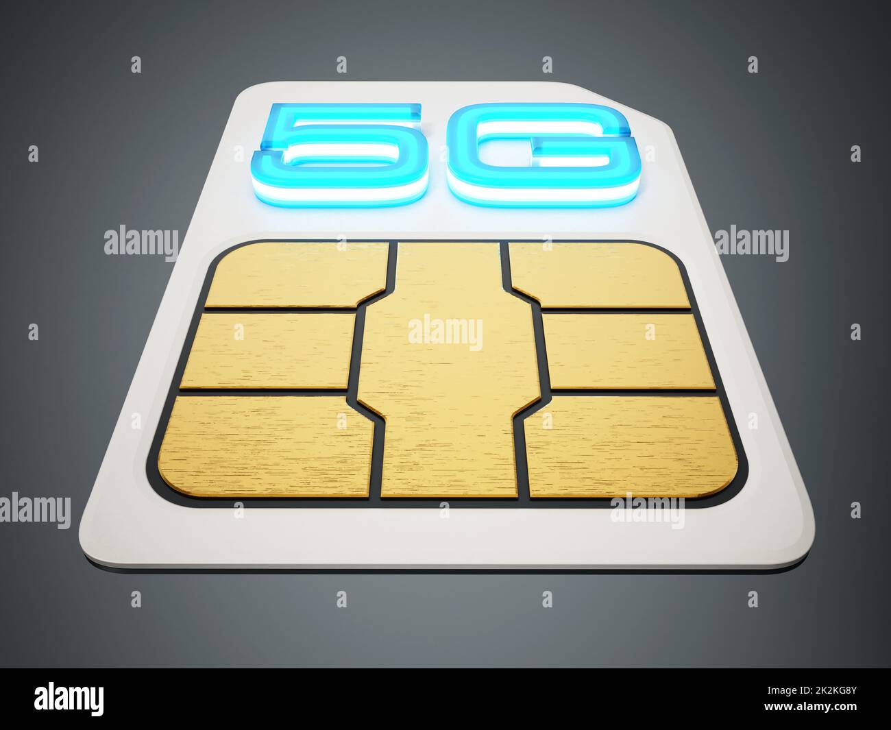 5g SIM card on gray background. 3D illustration Stock Photo