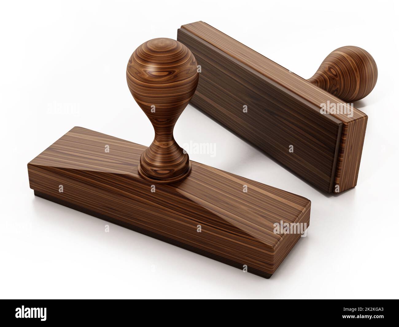 Wooden stamps isolated on white background. 3D illustration Stock Photo