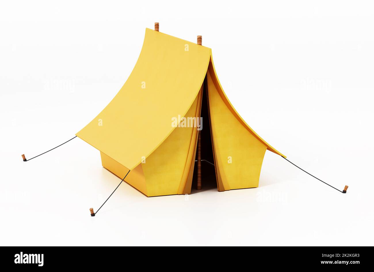 Yellow camping tent isolated on white background. 3D illustration Stock ...