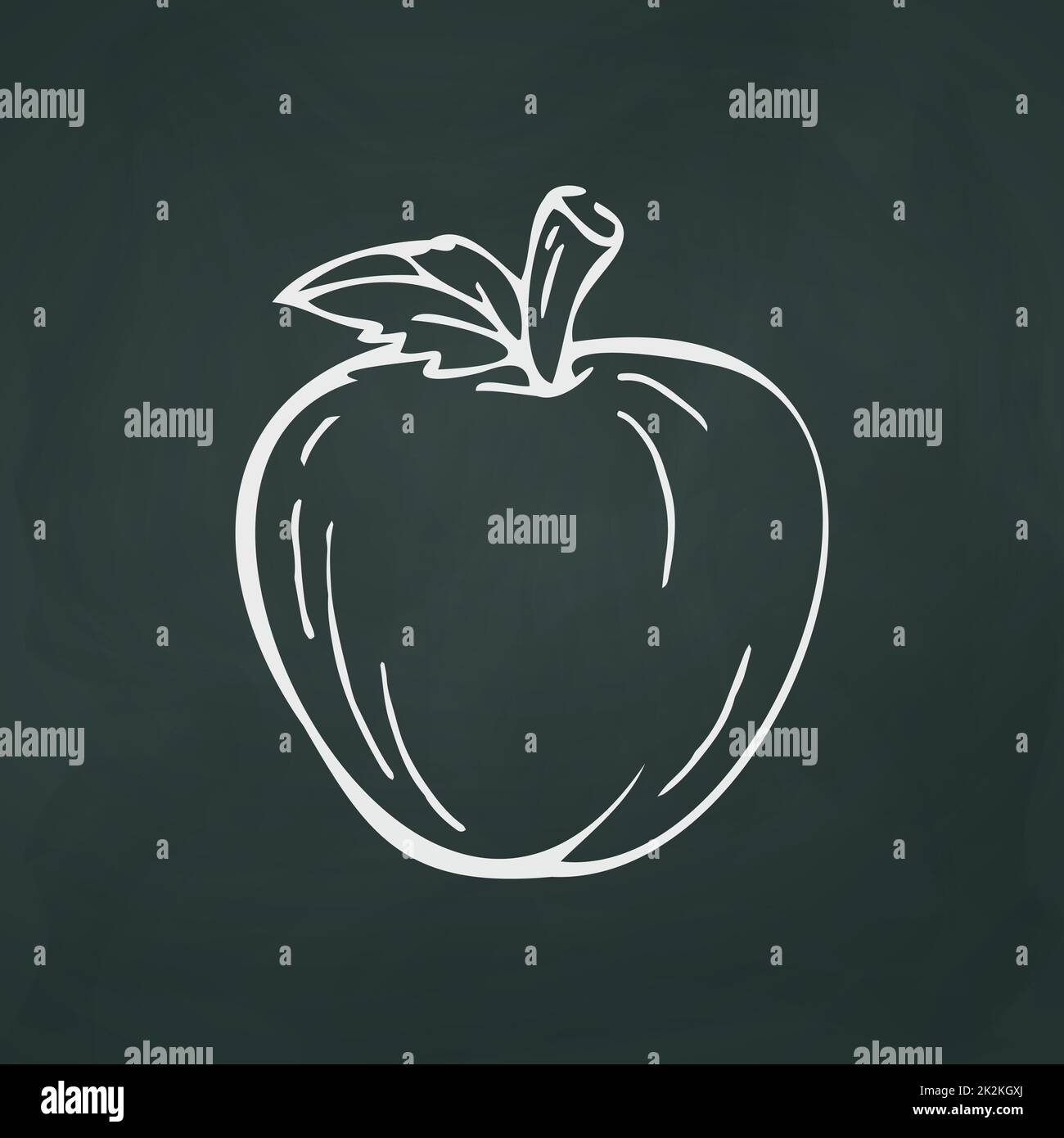 Apple thin white lines on a textural dark background - Vector Stock Photo
