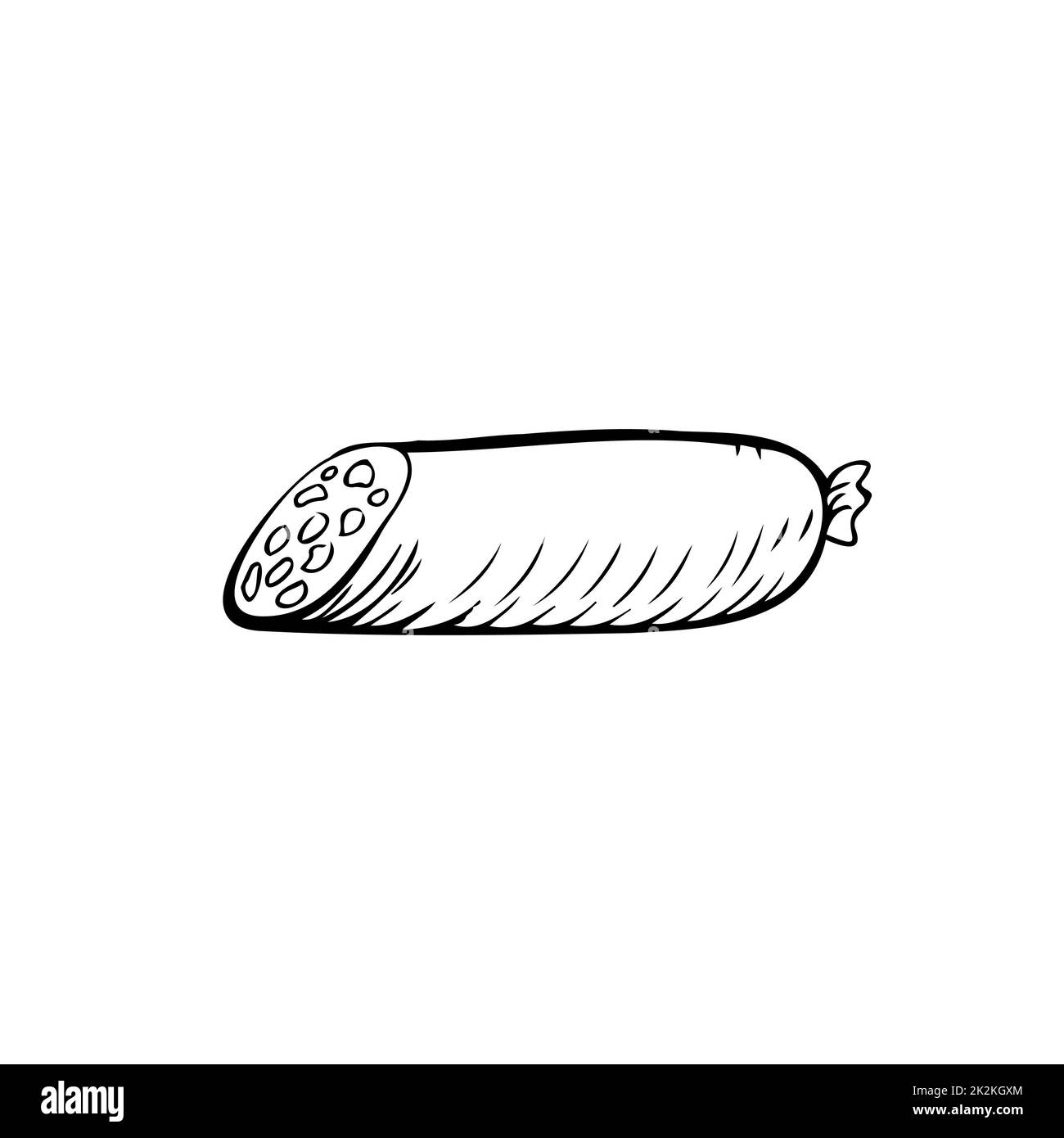 Sausage thin black lines on a white background - Vector Stock Photo