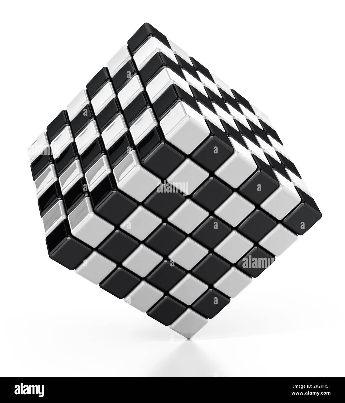 Cube formed with black and white checkers texture. 3D illustration ...
