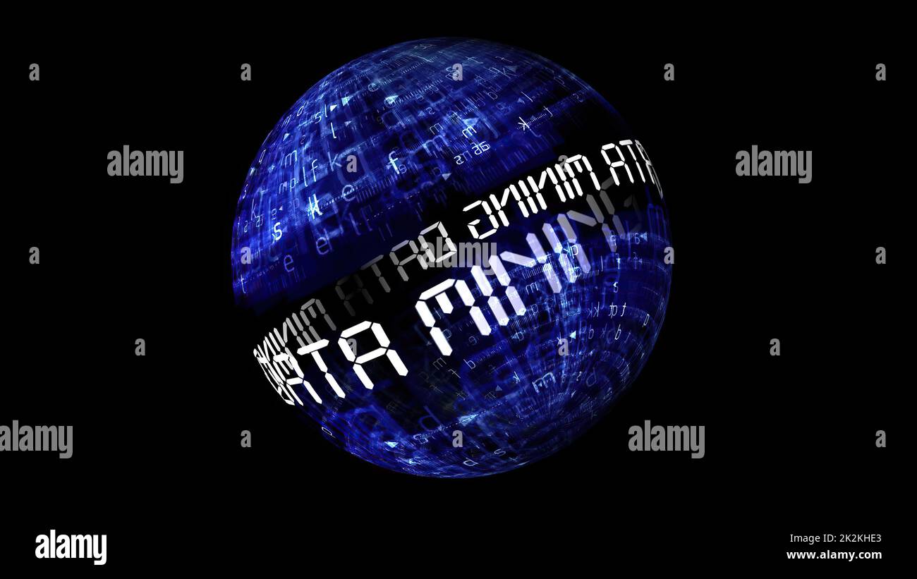 Data mining concept on rotating sphere Stock Photo