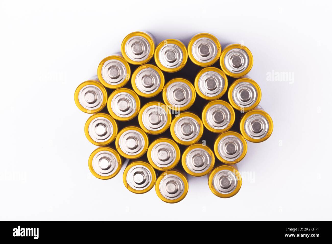 Group of Batteries isolated over white background Stock Photo