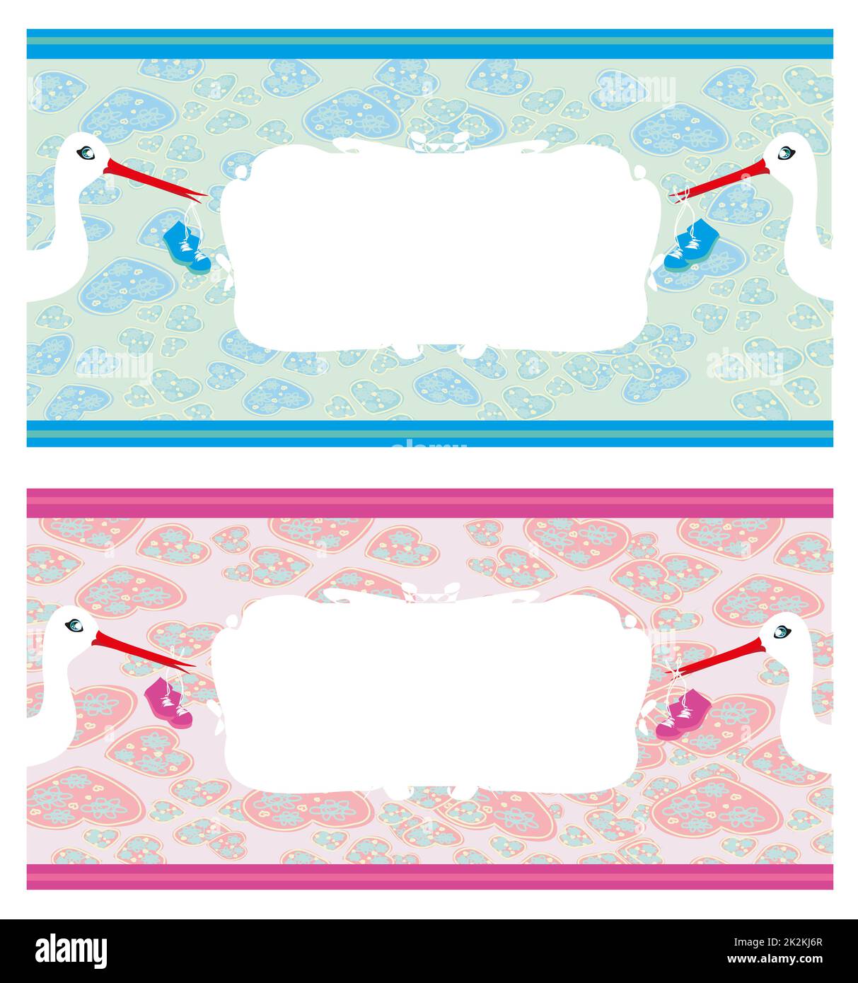 Newborn set banners.Two colors for boys and girls. Stock Photo