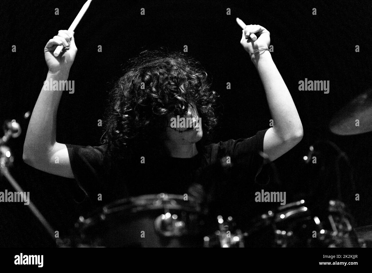 Young drummer boy live on stage Stock Photo Alamy