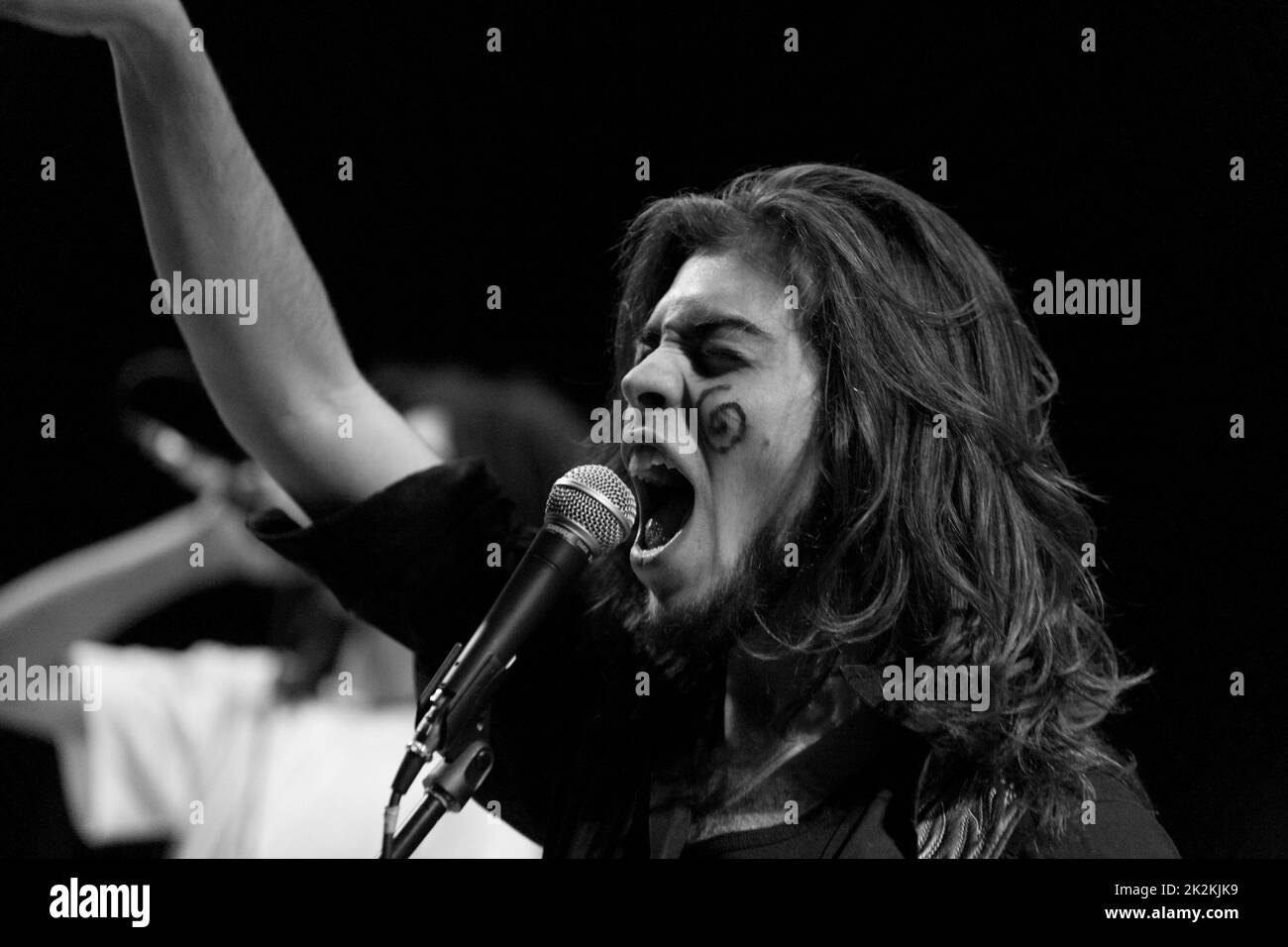 Rasta hair singer performing live on stage Stock Photo Alamy