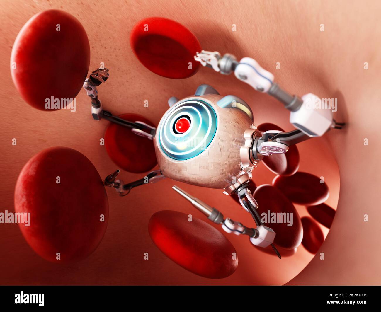 Medical nano robot inside human vein. 3D illustration Stock Photo