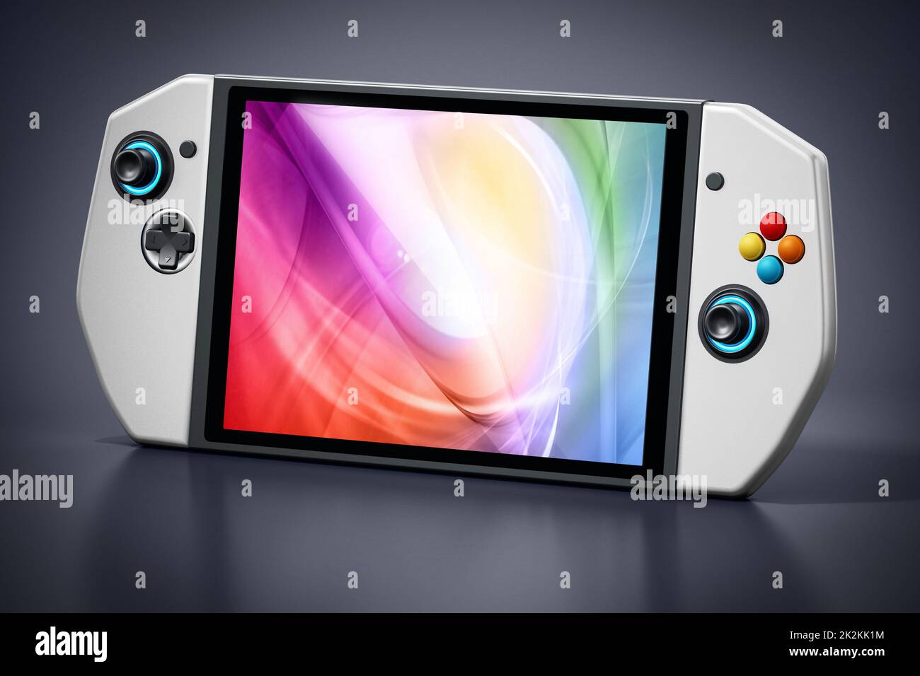 Portable video game console isolated on black background. 3D illustration Stock Photo