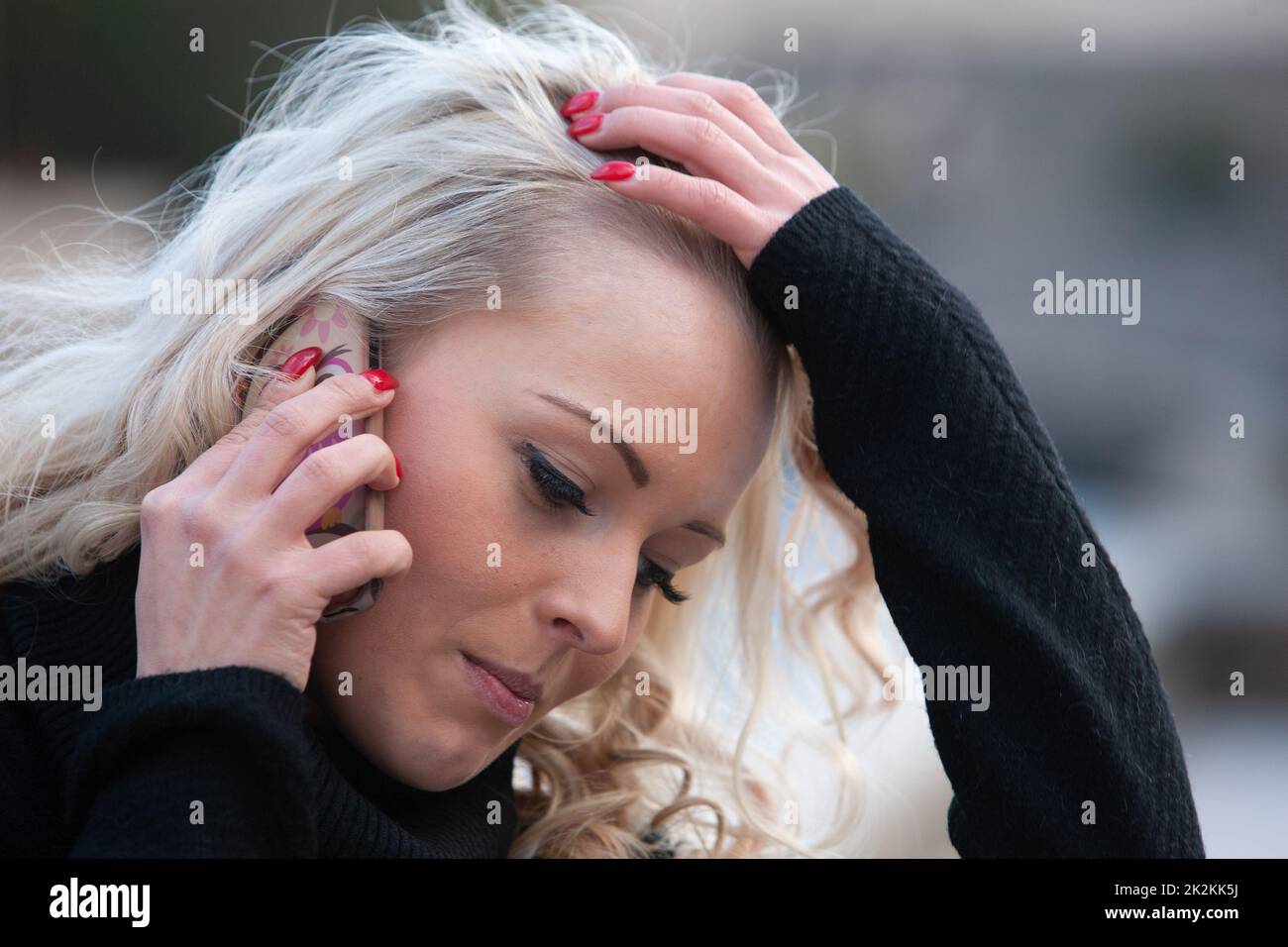 Woman hands face stressed hi-res stock photography and images - Alamy