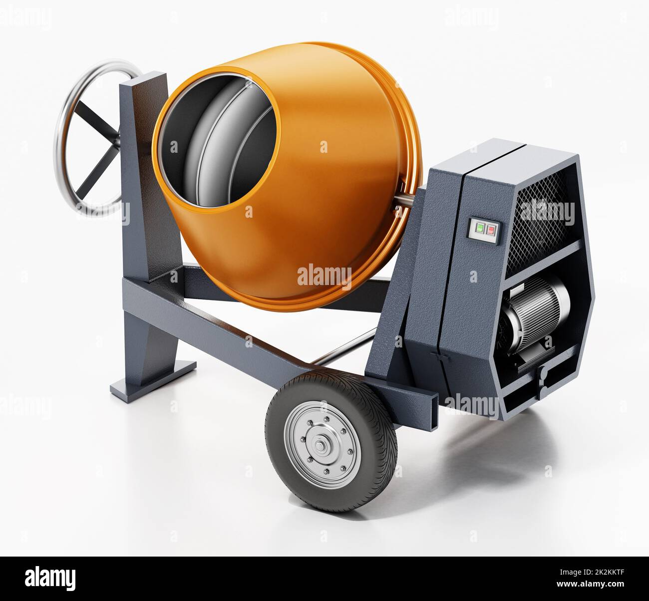 Cement mixer isolated on white background. 3D illustration Stock Photo