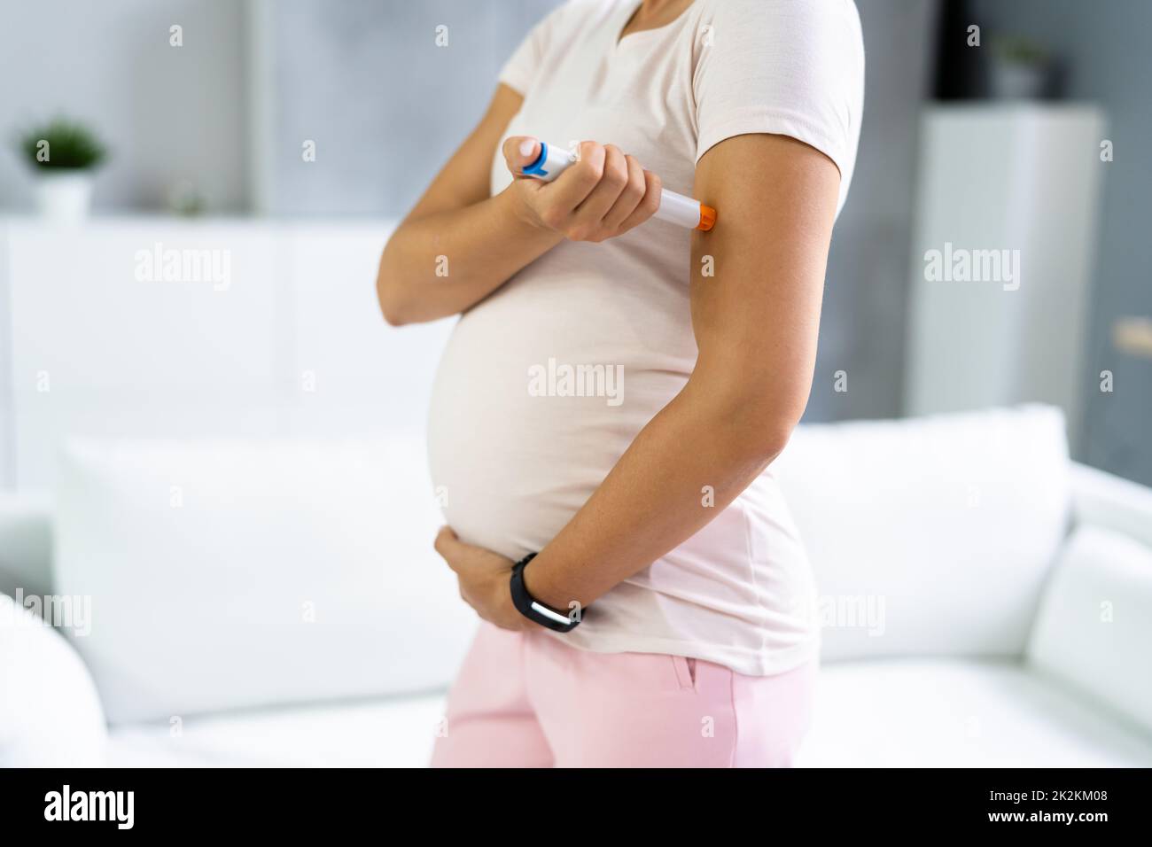 Pregnant Woman With Diabetes. Medical Health Concept Stock Photo