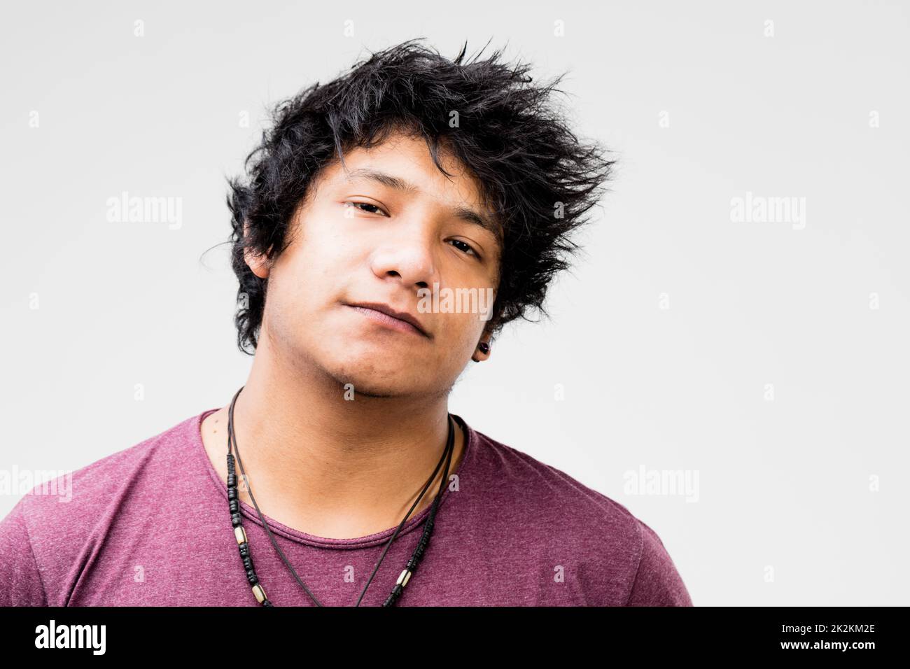 concerned South American young man Stock Photo