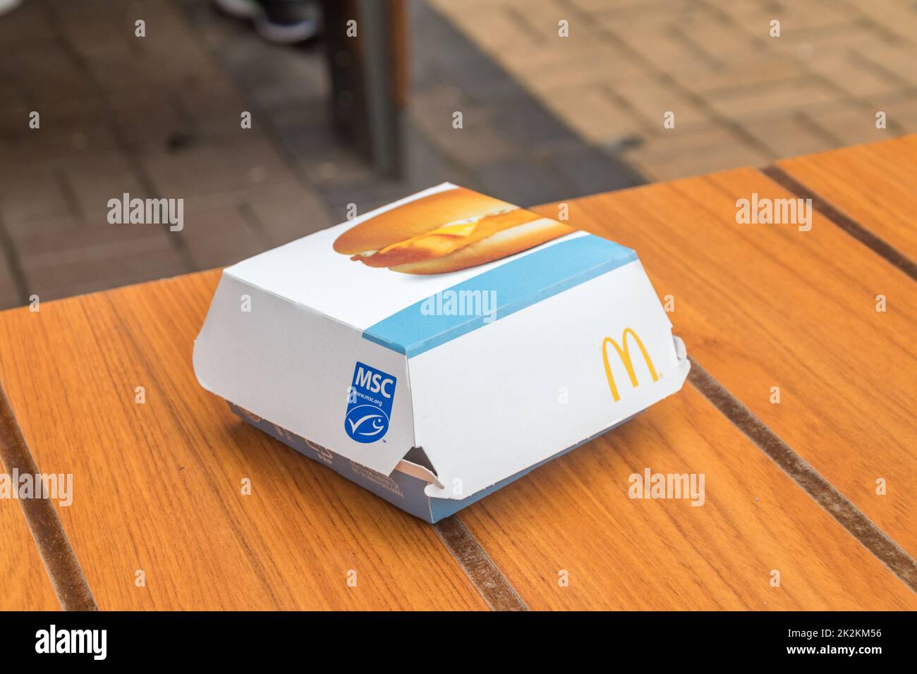 Sofia, Bulgaria - June 6, 2022: McDonald's Filet-O-Fish sandwich box. Stock Photo