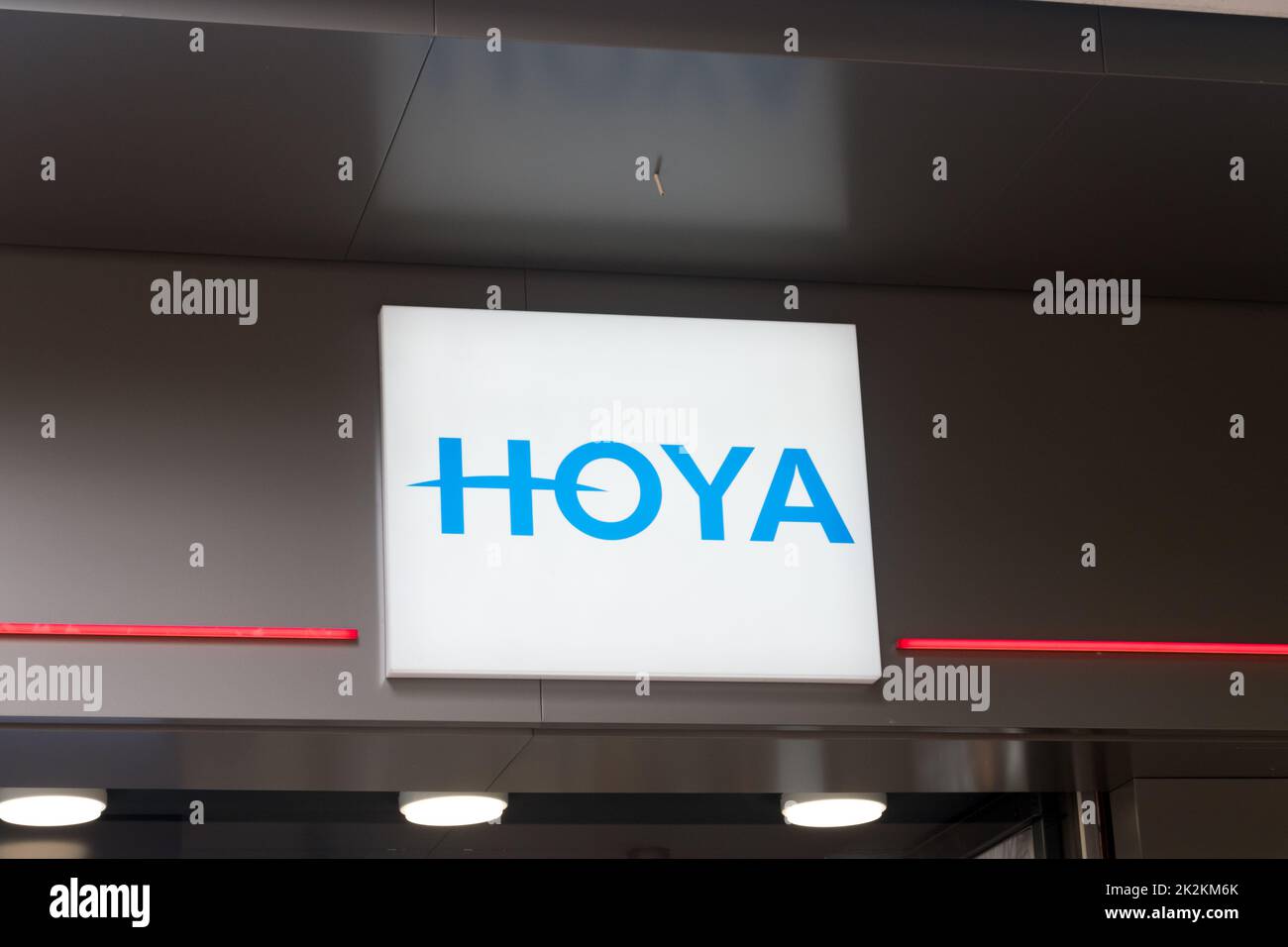 Sofia, Bulgaria - June 6, 2022: Logo of Hoya Corporation. Japanese company manufacturing optical products. Stock Photo