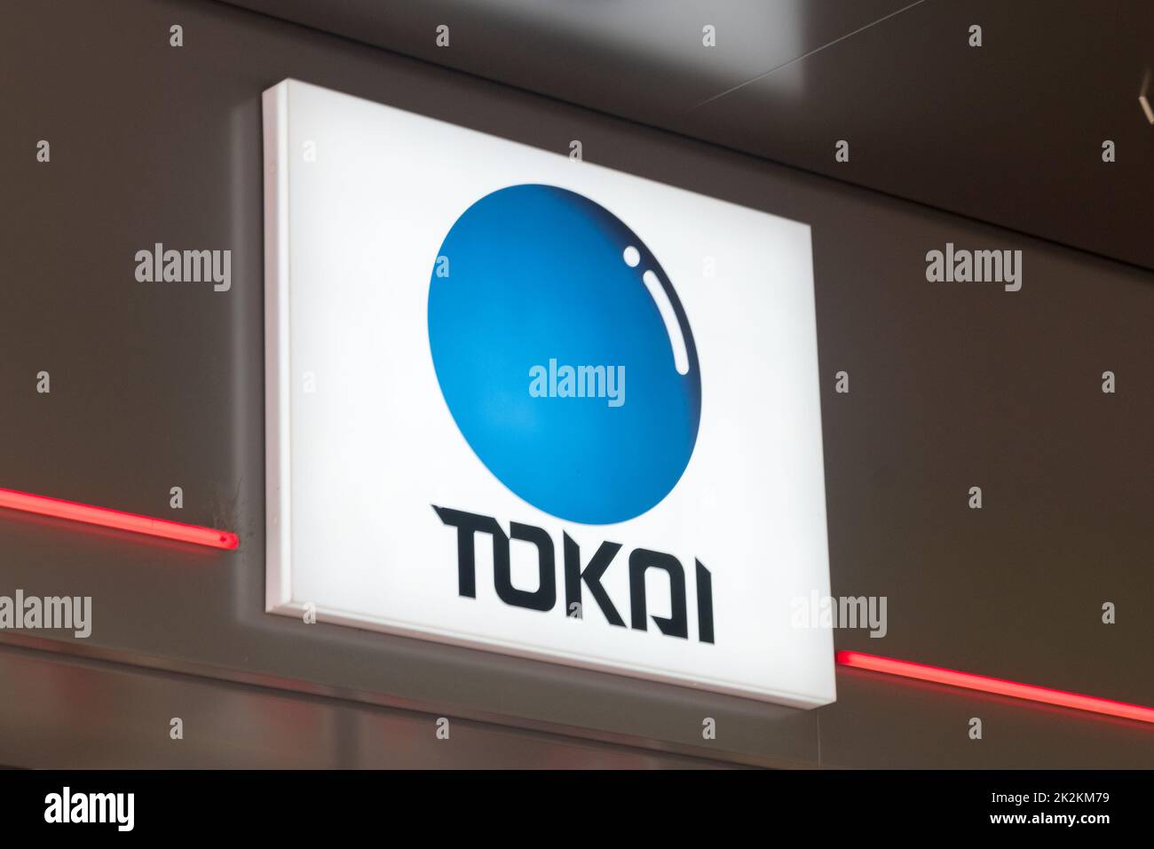Sofia, Bulgaria - June 6, 2022: Logo and sign Tokai Optical. Logo of manufacturer of the latest eyeglass lense. Stock Photo