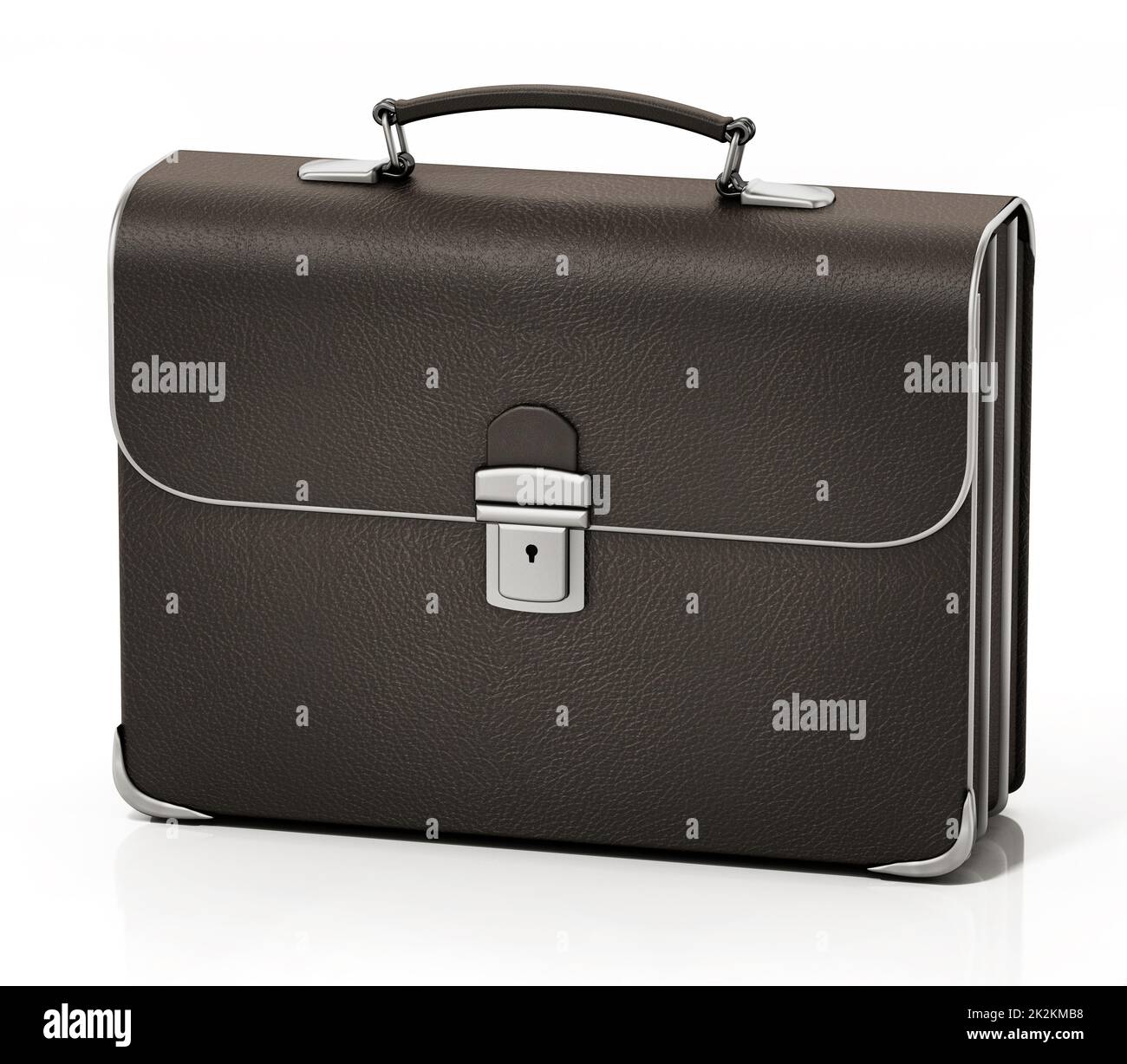 Leather retro briefcase isolated on white background. 3D illustration