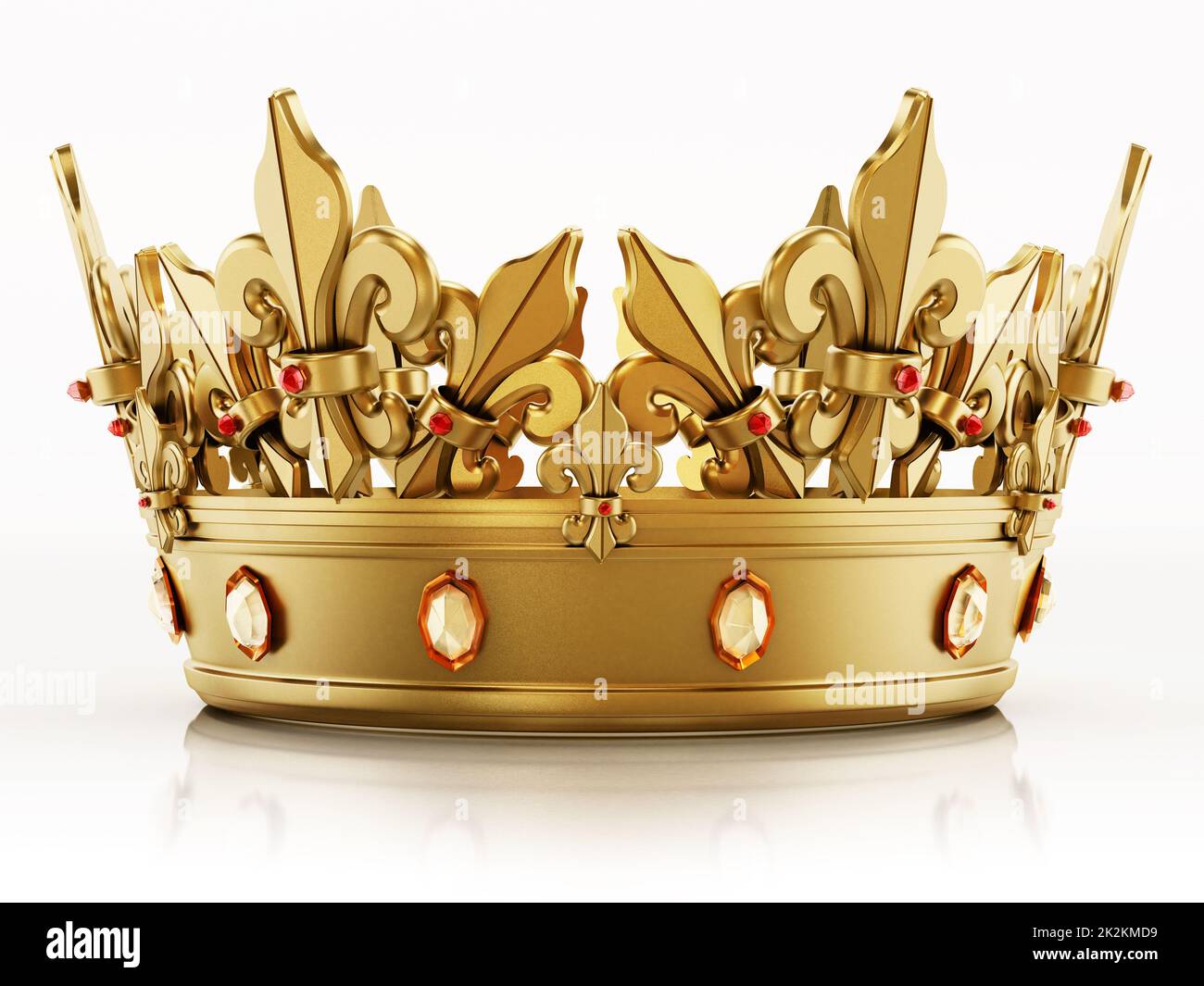 Golden crown isolated on white background. 3D illustration Stock Photo ...