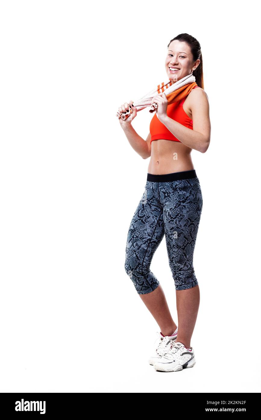 happy woman has finieshed her workout Stock Photo