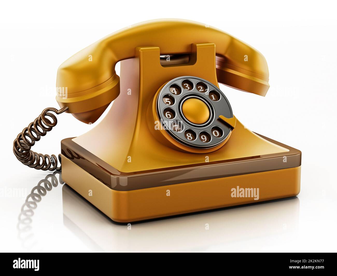 Antique rotary phone isolated on white background. 3D illustration Stock Photo
