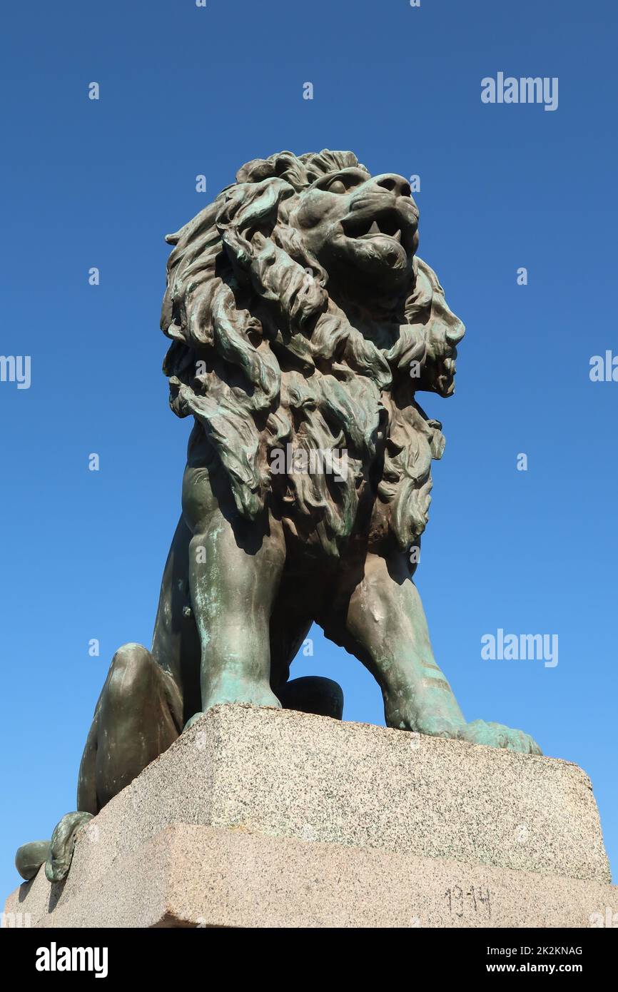 One of the famous Lions Statues of Sofia's famous Lions' Bridge Stock
