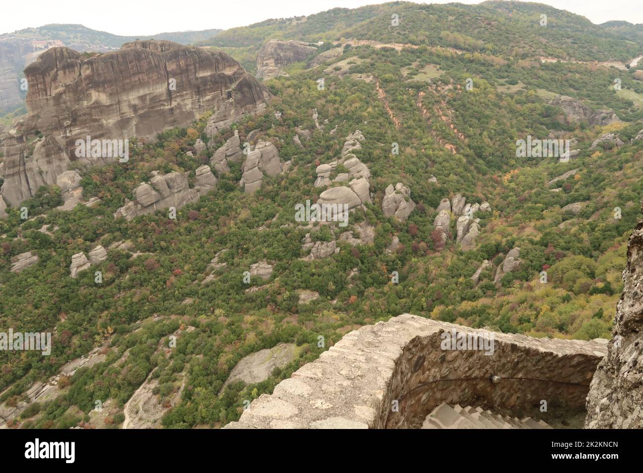 View from the Monastery of the Holy Trinity onto the surrounding landscape Stock Photo