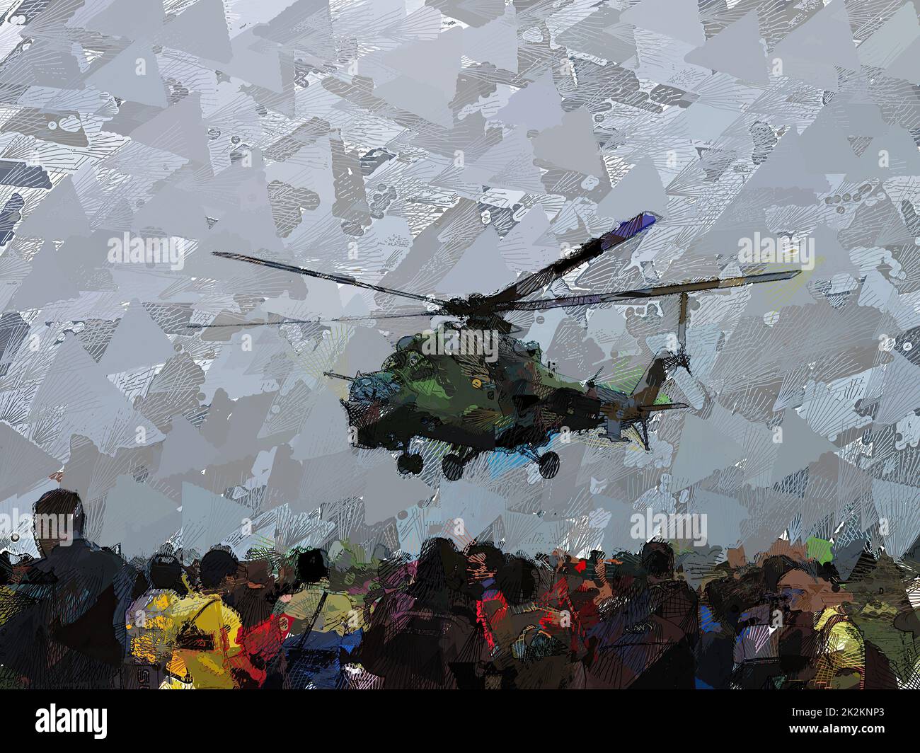 Artwork paint of military helicopter Stock Photo - Alamy