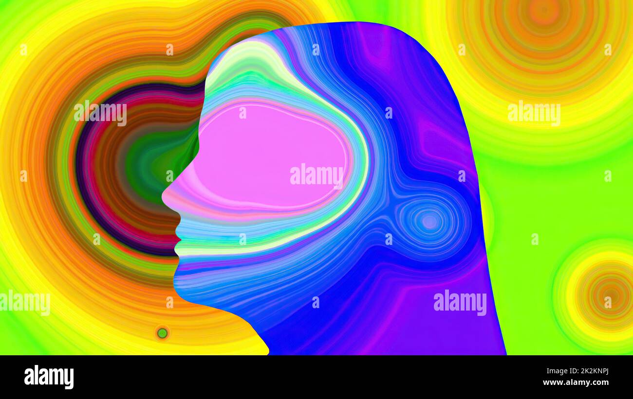 Surreal Colorful Portrait of Woman silhouette Stock Photo
