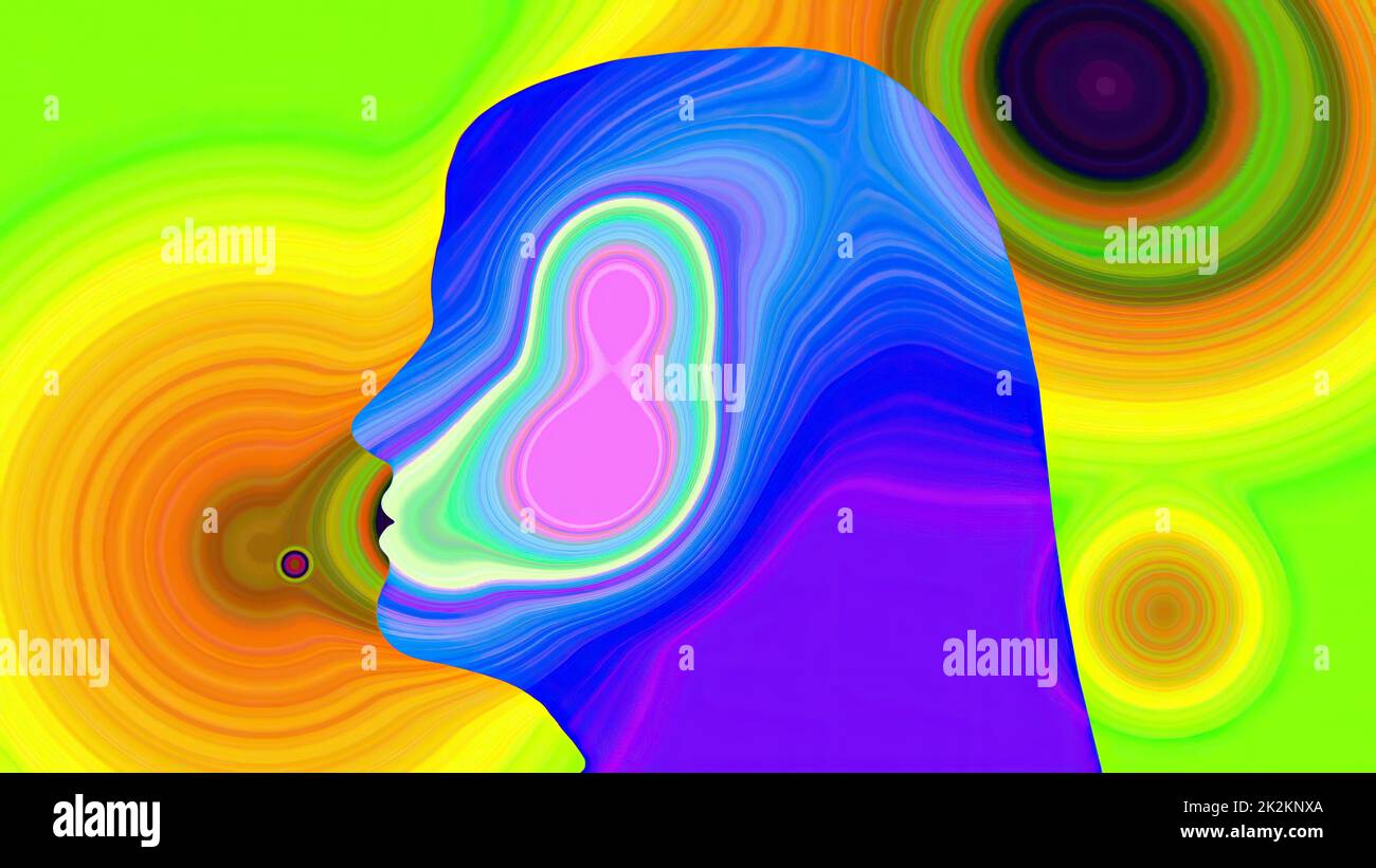 Surreal Colorful Portrait of Woman silhouette Stock Photo