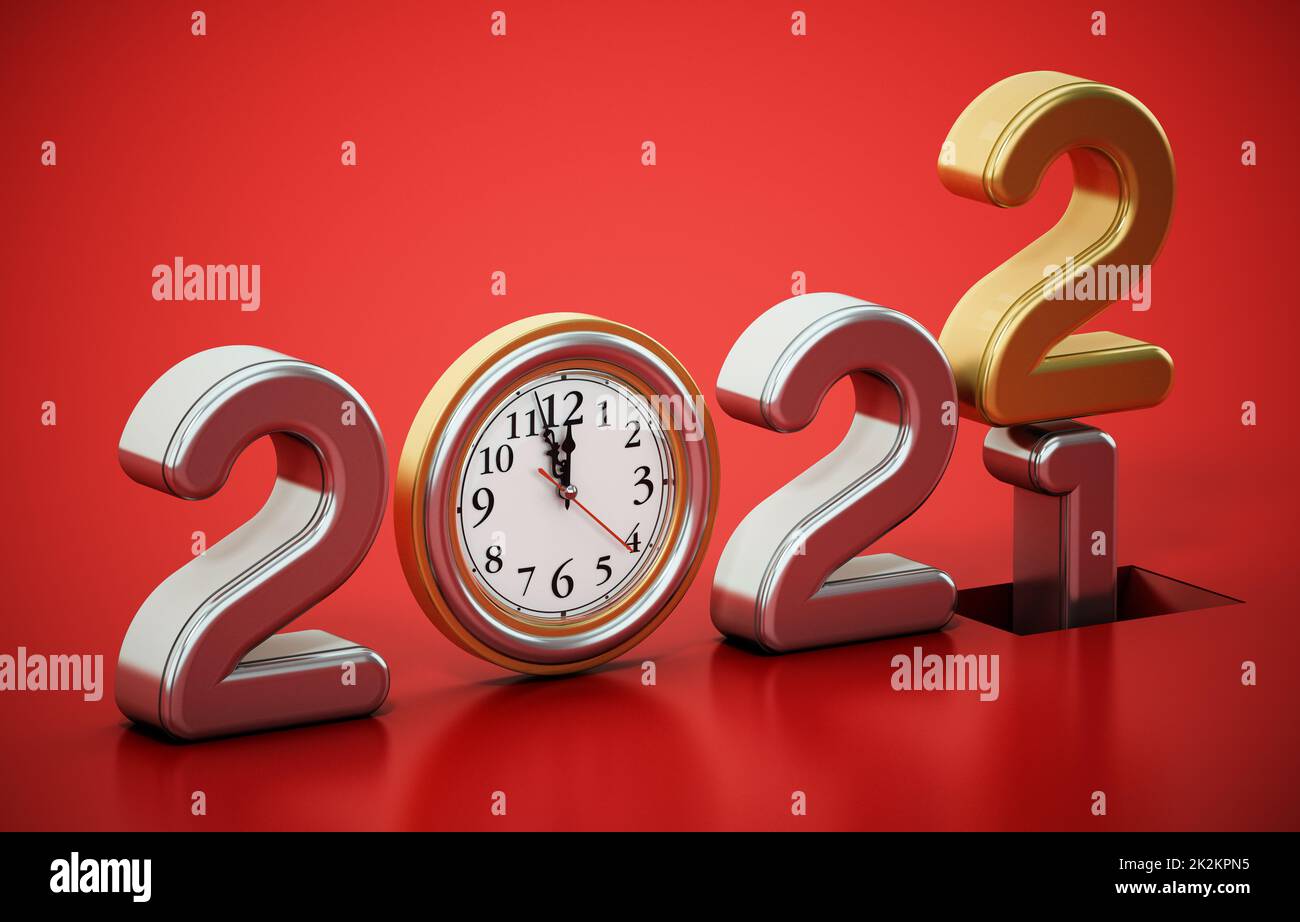 Year 2021 changes to 2022. New year 2022 concept. 3D illustration Stock Photo