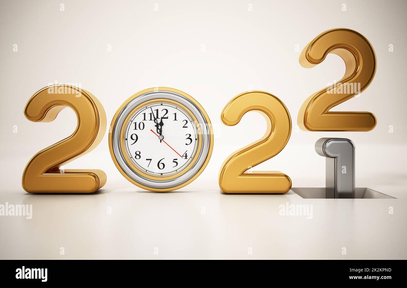 Year 2021 changes to 2022. New year 2022 concept. 3D illustration Stock ...