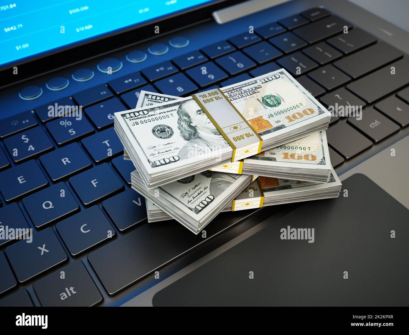 Dollar bill on laptop hi-res stock photography and images - Alamy
