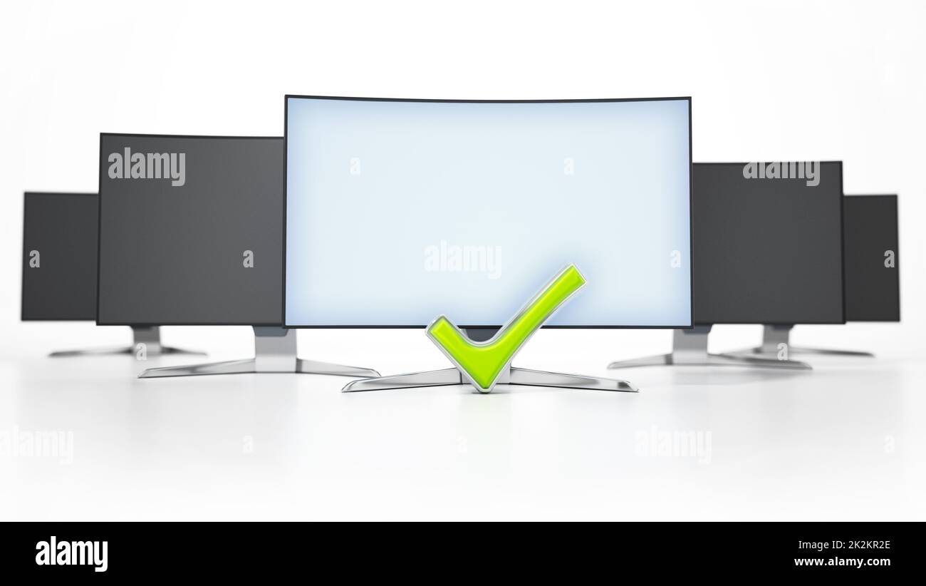 Generic monitor with checkmark sign stands out among other black