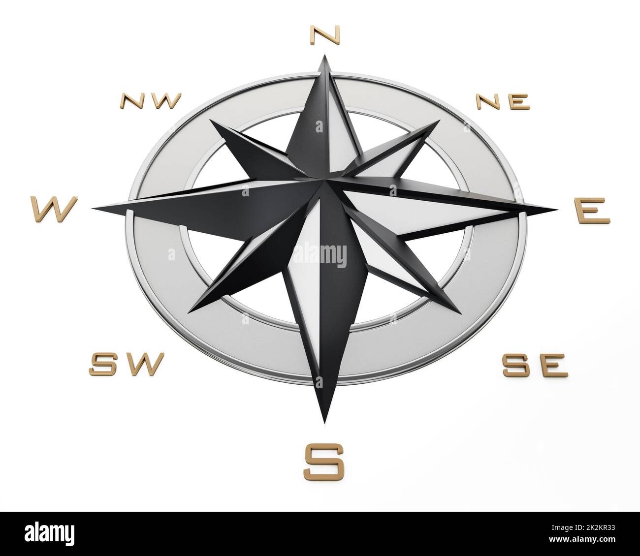Vintage compass symbol showing the directions. 3D illustration Stock Photo