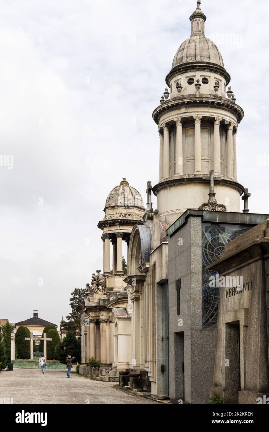 Monumental Cemetery of Milan (Cimitero Monumentale di Milano)  is one of the two largest cemeteries in Milan, Italy with many sculptures and artworks. Stock Photo