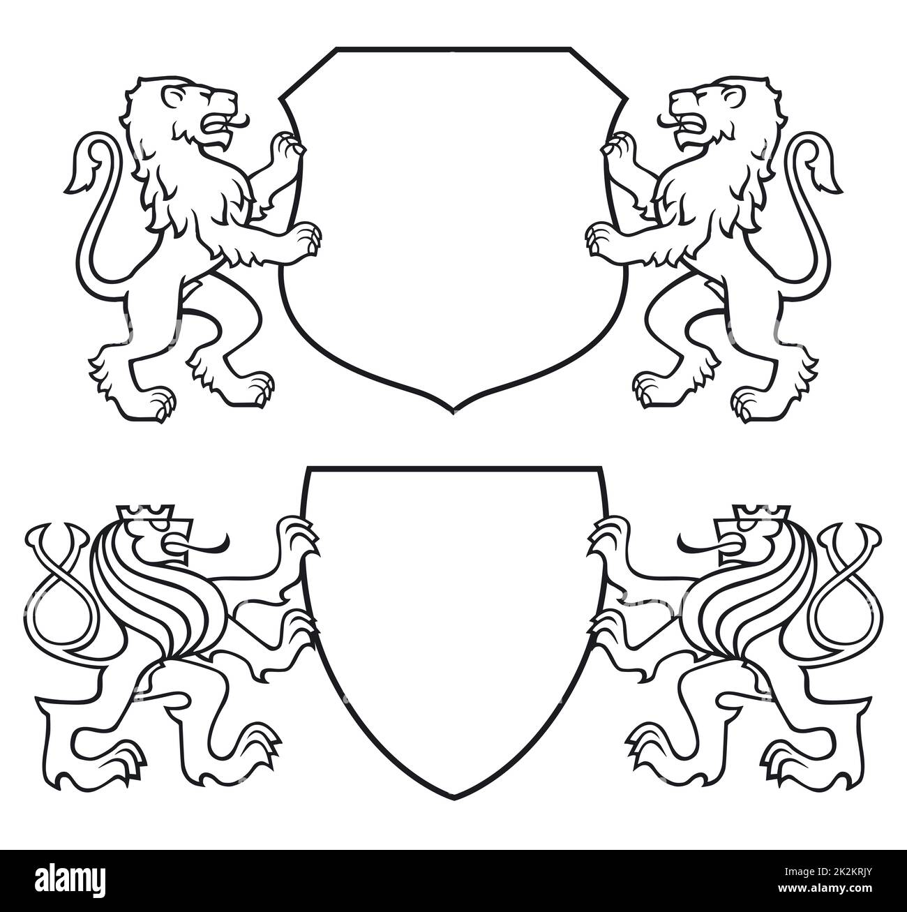 Coat of arms with lions isolated on white background. illustration