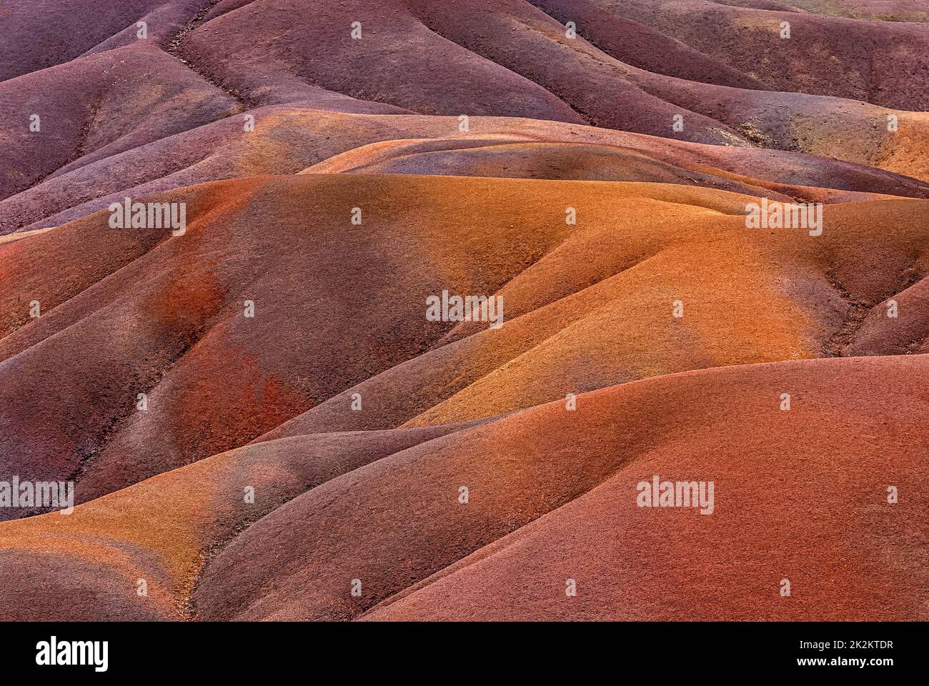 Coloured Earth Hills of Chamarel on the island of Mauritius. Stock Photo