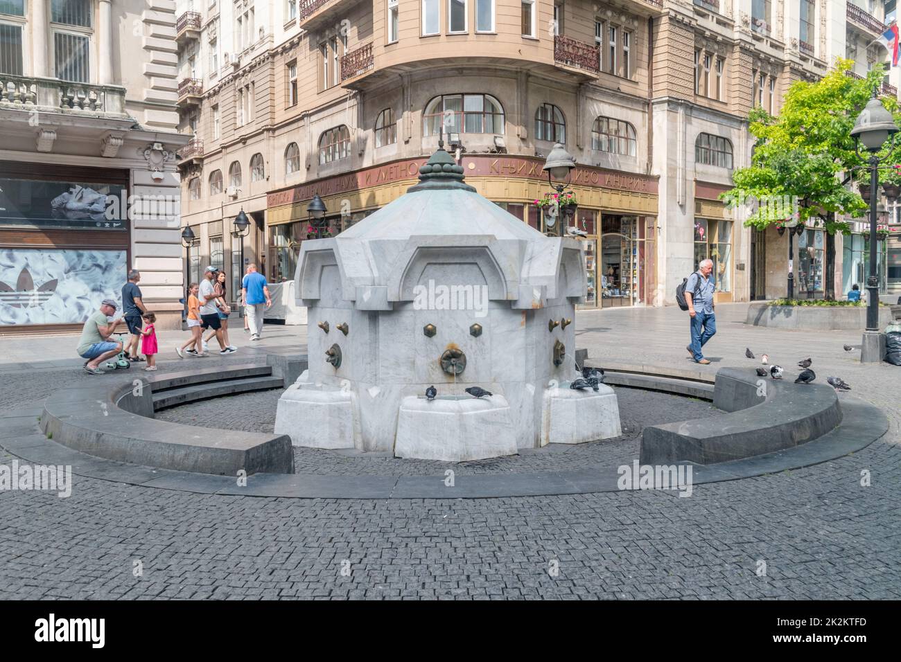 Belgrade, Serbia - June 7, 2022: Delijska Cesma fountain with drinking water. Stock Photo