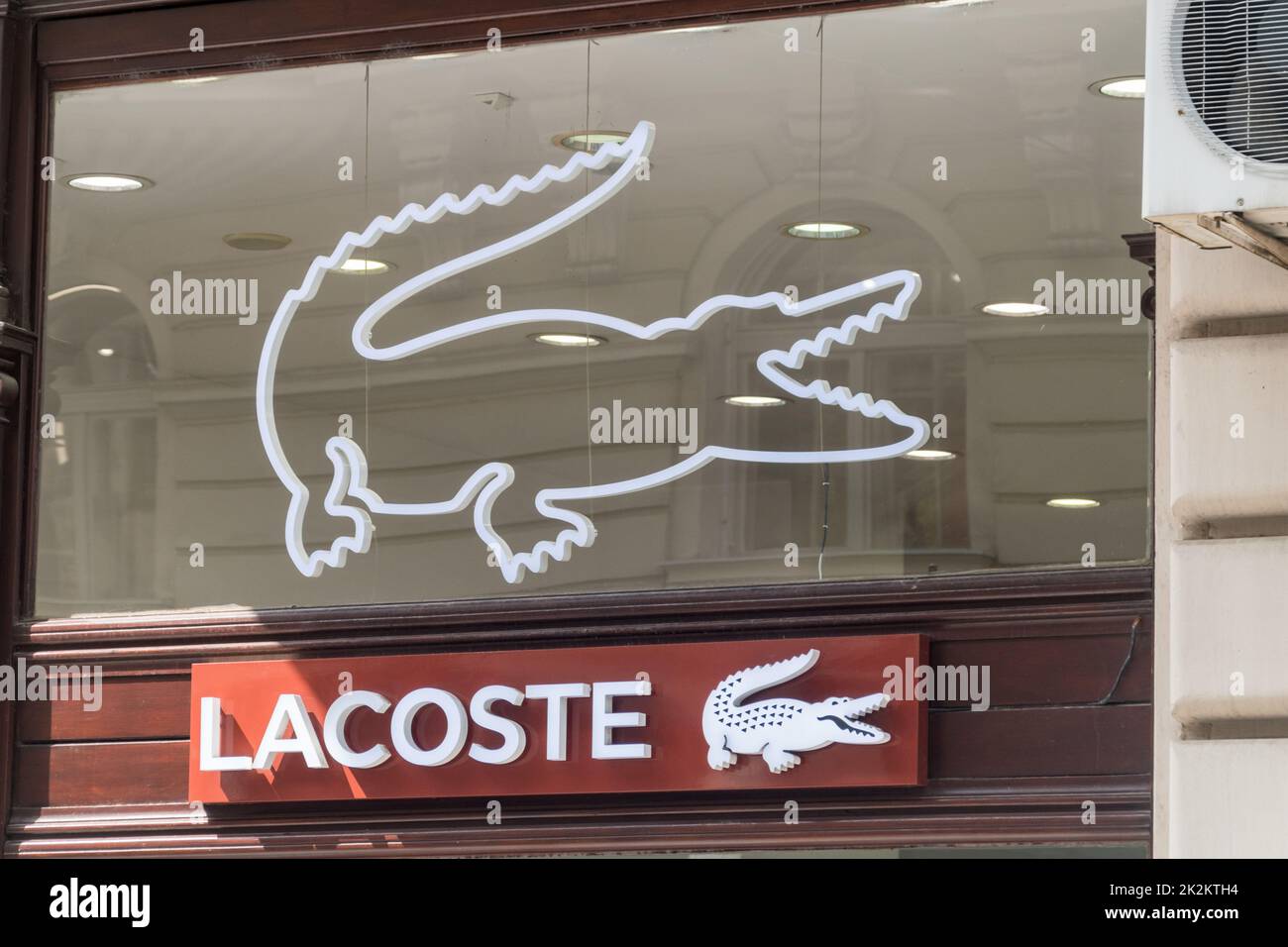 Belgrade, Serbia - June 7, 2022: Official logo of French company Lacoste. Stock Photo